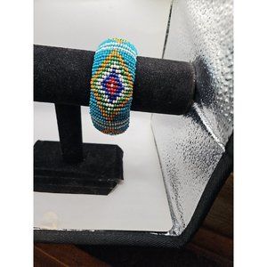 Bracelet Bangle  African Seed  Beads  Cloth  Lined  Blue/orange/white/green/red